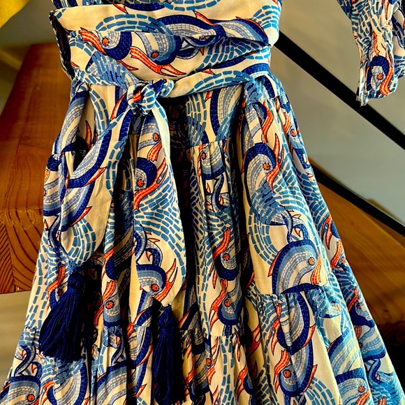 Paolita size medium blue, orange and white flouncy dress. - Picture 3 of 5